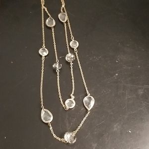 Express 2 tier gold crystal layered neckla…